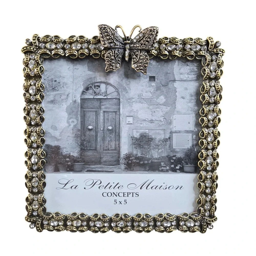 La Petite Maison Concepts 5x5 Jeweled Rhinestone Butterfly Square Photo Frame